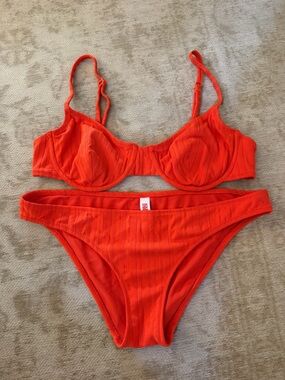 SOLID & STRIPED Orange Ribbed Bikini Set